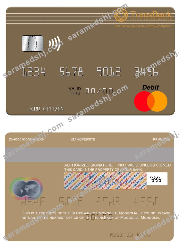Mongolia TransBank of Mongolia mastercard